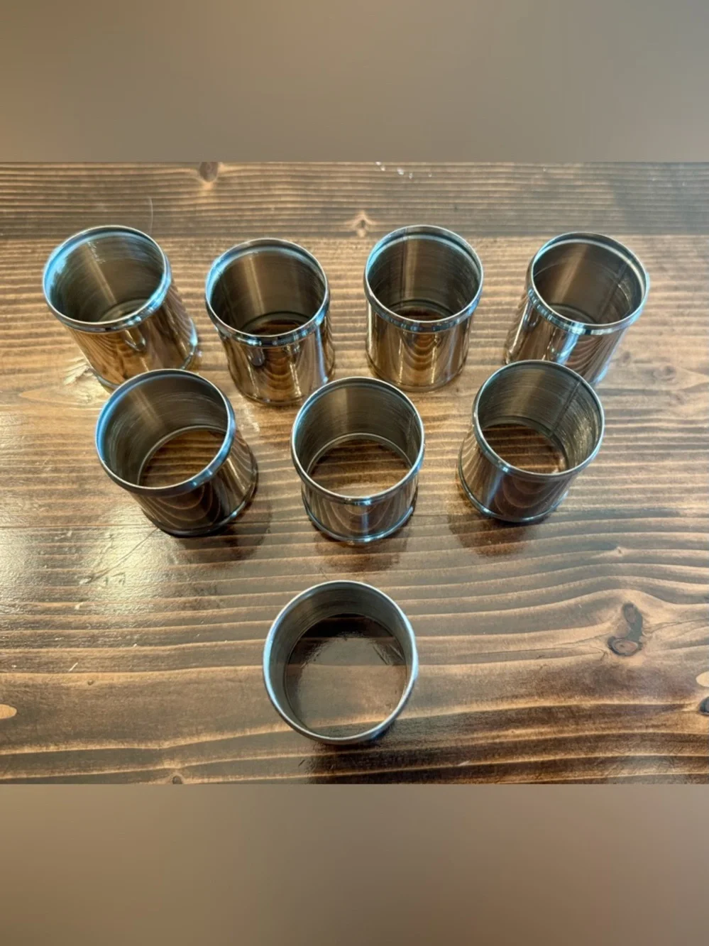 Stainless Steel Shiny Silver Napkin Rings - Set of 8  EUC